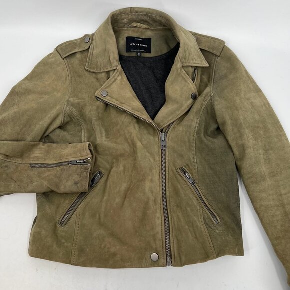 Lucky Brand Green Zip Leather Jacket | Size M - Picture 5 of 12